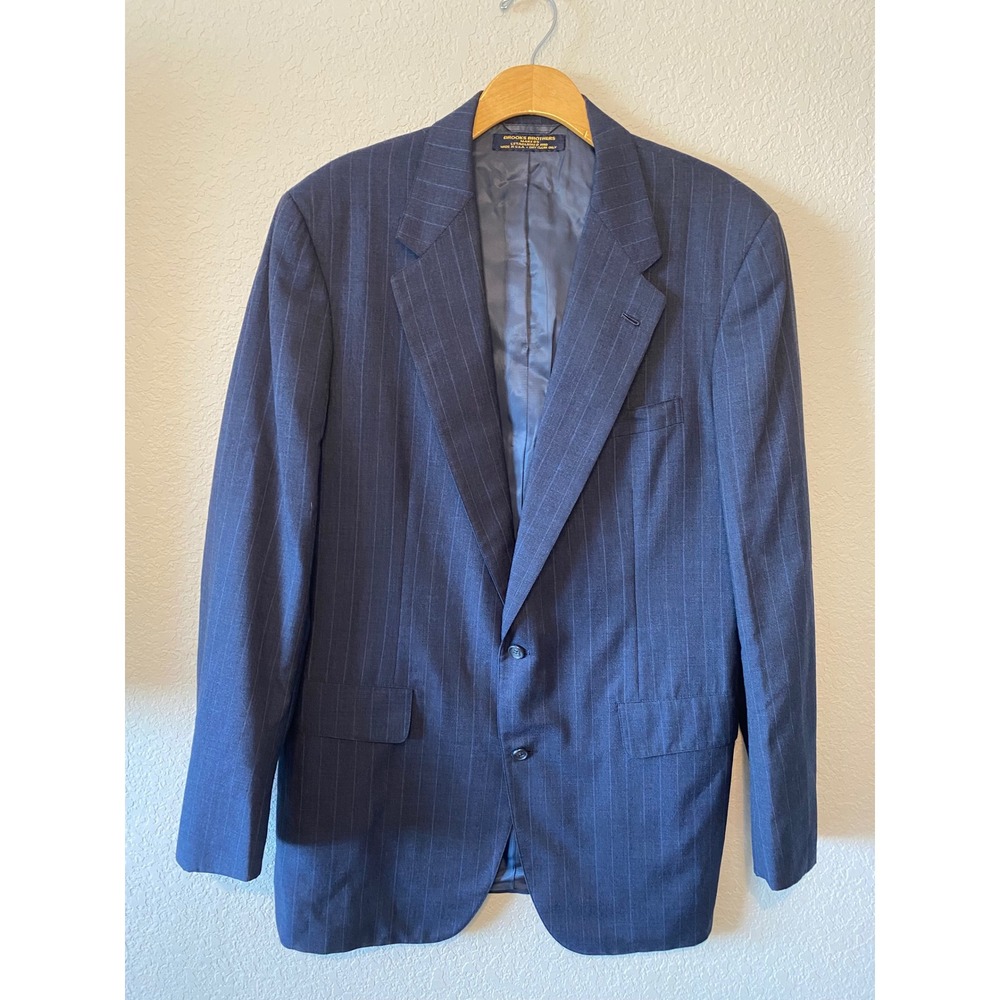 Vtg Brooks Brothers Makers Blazer Sport Coat Pinstripe Two Button Jacket 42R